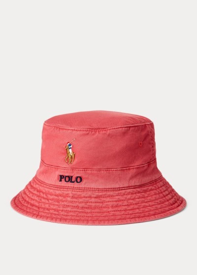 Sombreros Polo Ralph Lauren Hombre Rojos - Stretch-Cotton Bucket - ZNLRY2480